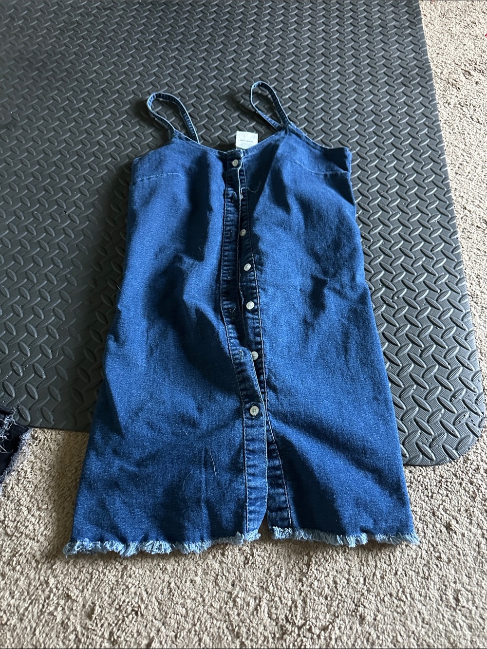 SHEIN Dark Blue Denim Button-Front Sundress